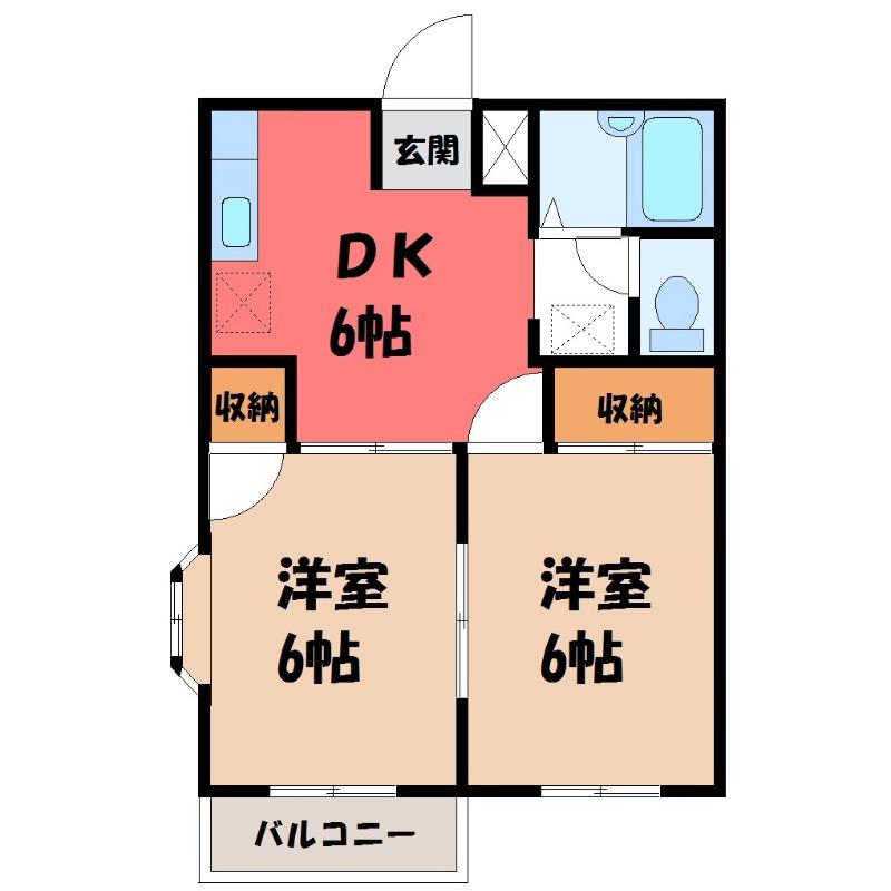 ハイツエイト(2DK/2階)の間取り写真