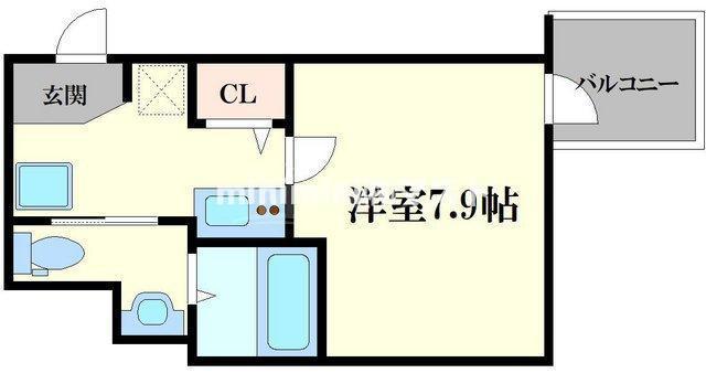 エグゼ難波南VI(1K/7階)の間取り写真