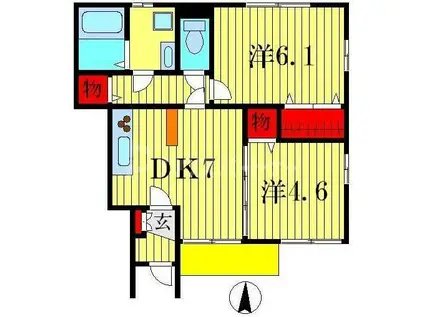 コンフォート ホームズ(2DK/1階)の間取り写真