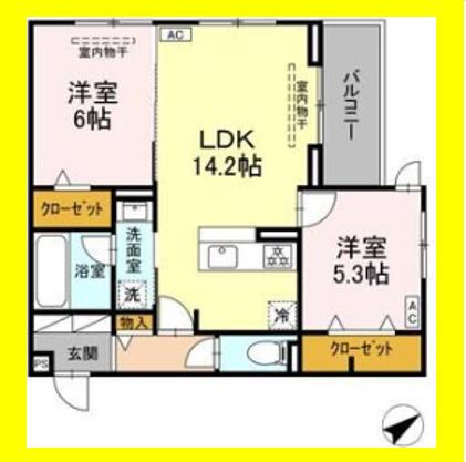 D CREST中原(2LDK/3階)の間取り写真