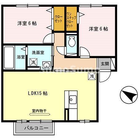 サンハイム常吉(2LDK/2階)の間取り写真