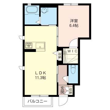 マルベリーヒルB(1LDK/1階)の間取り写真