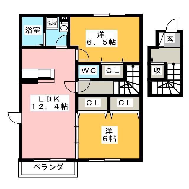 ラマージュVIII(2LDK/2階)の間取り写真