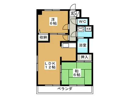 プラチナKODAヒルズ(2LDK/9階)の間取り写真