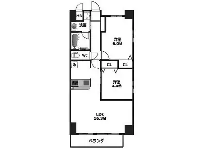 CREER RIVIEREIII(2LDK/7階)の間取り写真