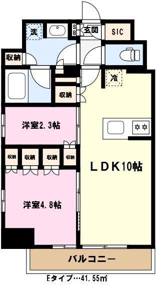 ザ・パークハビオ蕨(2LDK/3階)の間取り写真