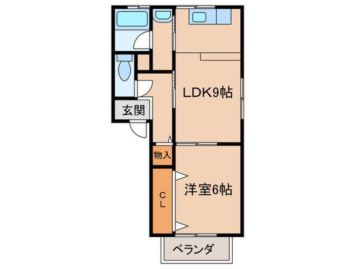 アメニティ春日井(1LDK/2階)の間取り写真