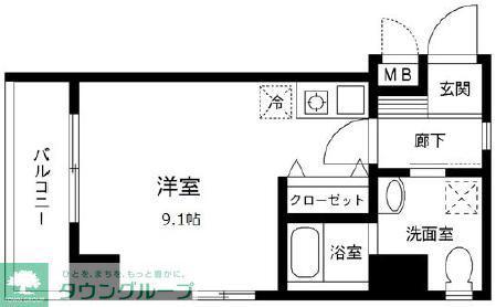 リバーシア佃(ワンルーム/3階)の間取り写真