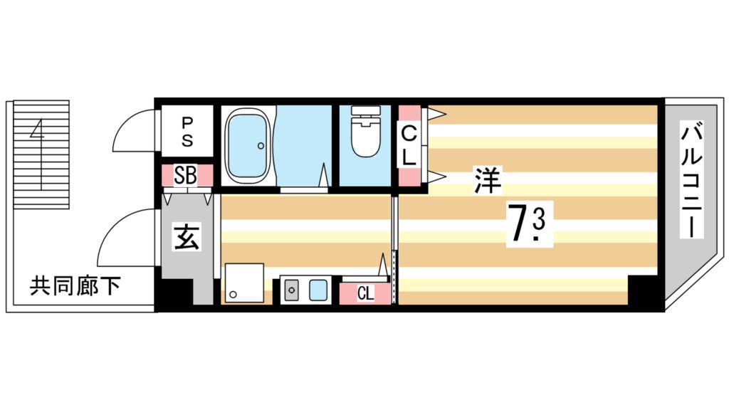 パル住吉(1K/3階)の間取り写真