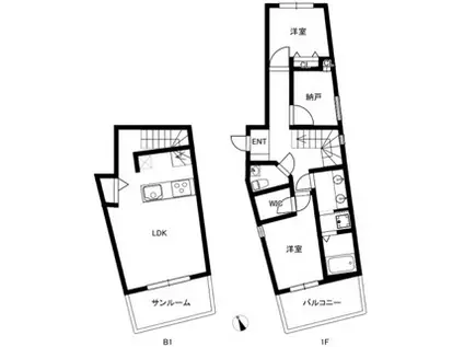 サンセリテ南麻布 1階(2LDK/1階)の間取り写真