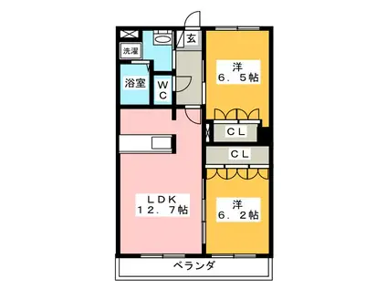エクセレントMINI B(2LDK/2階)の間取り写真