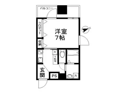 N フェリーセ(1K/4階)の間取り写真