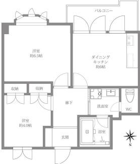 東邦ビル北里(2DK/3階)の間取り写真