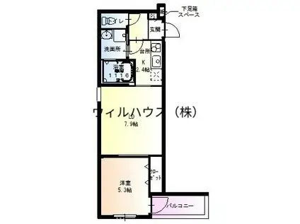 フジパレス三宝町(1LDK/1階)の間取り写真