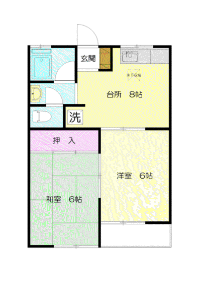 第3田園ハイツ(2DK/1階)の間取り写真