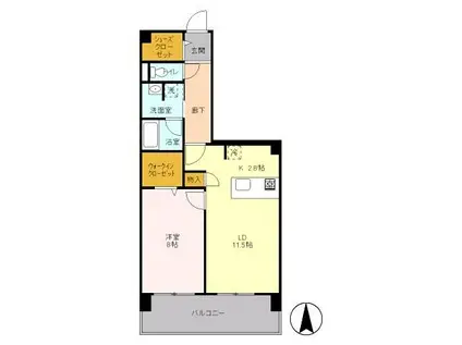 ロイヤルパークス梅島(1LDK/4階)の間取り写真