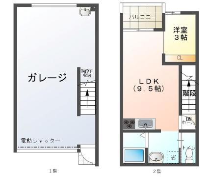 LEAF(1LDK/2階)の間取り写真