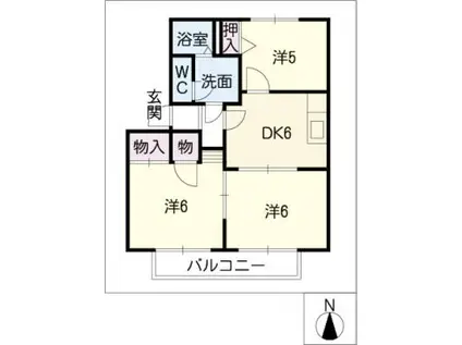 グリーンウェーブ宮北(3DK/2階)の間取り写真