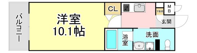 ニシコービルディング門司(1K/1階)の間取り写真