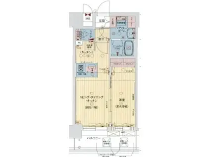 プレサンスOSAKA DEMECITYビーツ(1LDK/14階)の間取り写真