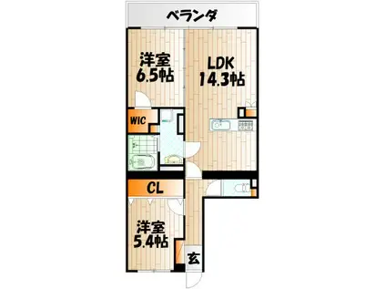 ブランノワール赤坂(2LDK/5階)の間取り写真