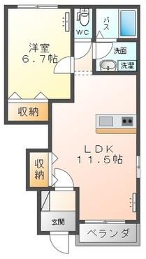 ルミエール(1LDK/1階)の間取り写真