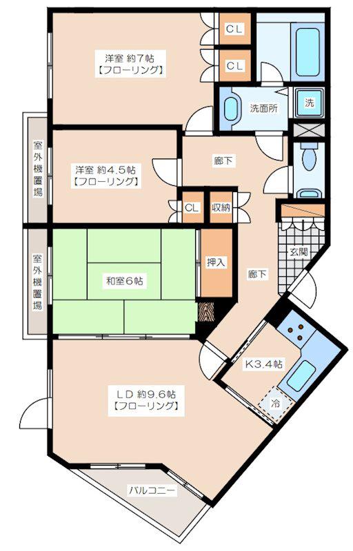 世田谷代田ヒルズ(3LDK/2階)の間取り写真