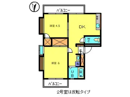 アーバンホーム鈴木(2DK/4階)の間取り写真