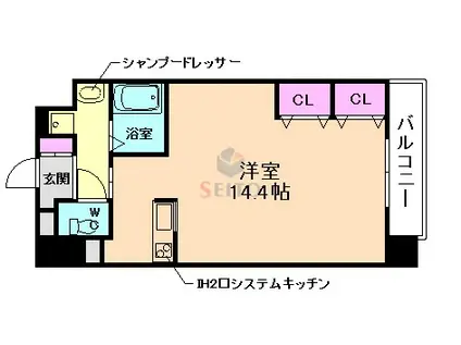 グレース元今里(ワンルーム/6階)の間取り写真