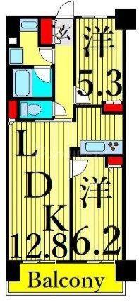 レジディア南千住(2LDK/9階)の間取り写真