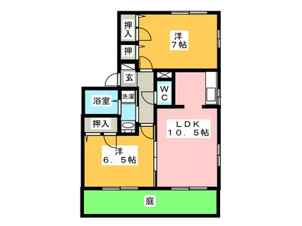 サンアベニュー A(2LDK/1階)の間取り写真