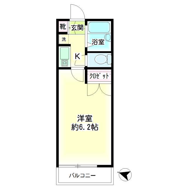ブルーメアライ72(1K/2階)の間取り写真