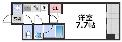 四天王寺レジデンス(1K/6階)の間取り写真