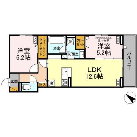 レジデンスヒルトップ(2LDK/2階)の間取り写真