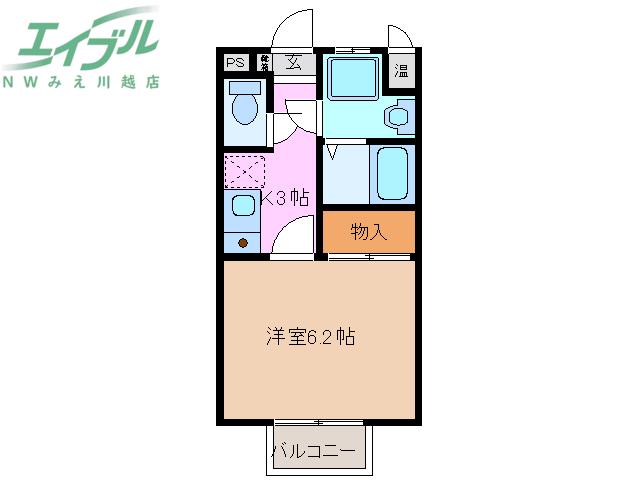 ラックス山城(1K/1階)の間取り写真