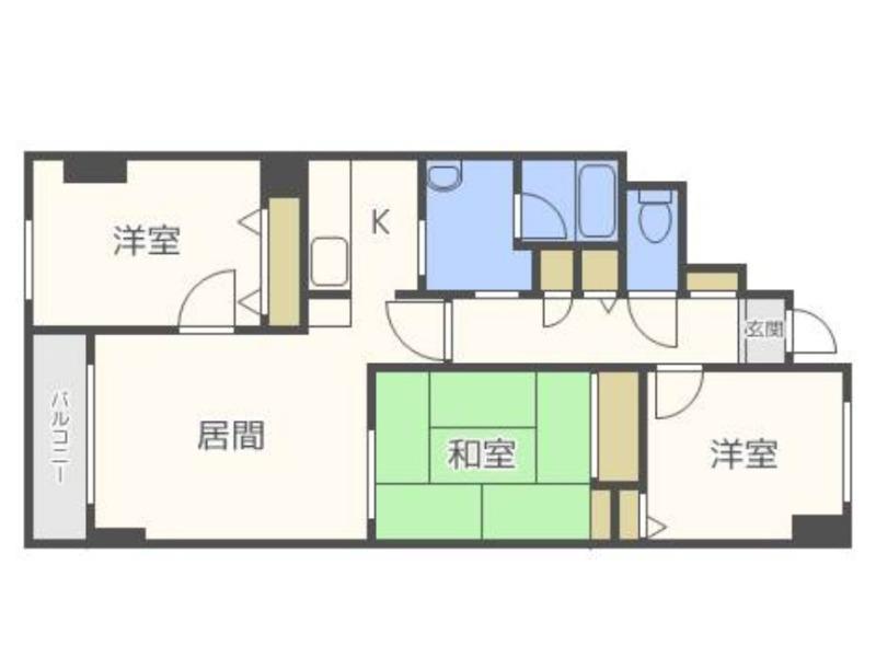 トーワ北7条(3LDK/1階)の間取り写真