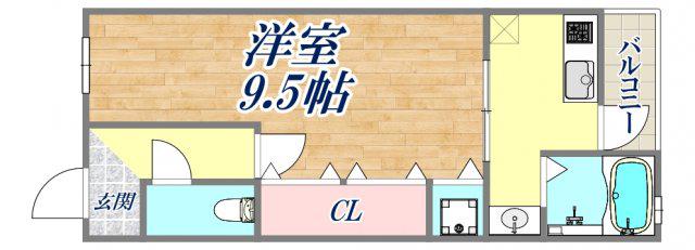 ヒルズコート(1K/3階)の間取り写真