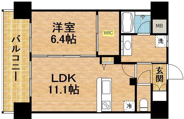 FELICE KURUME CITY(1LDK/7階)の間取り写真