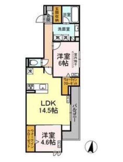 セレスティア苗代(2LDK/3階)の間取り写真