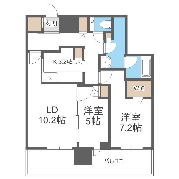 ONE札幌ステーションタワー(2LDK/29階)の間取り写真