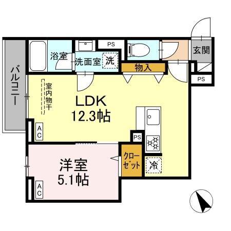 セレスティア桜上水(1LDK/2階)の間取り写真
