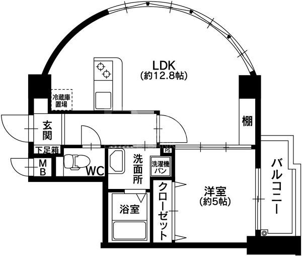 エクメール大濠(1LDK/4階)の間取り写真