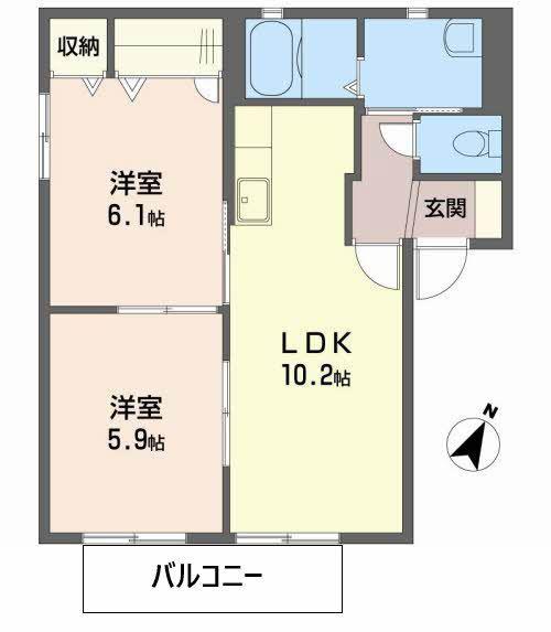 ハル・フォーレI・II(2LDK/2階)の間取り写真