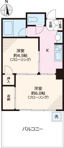 HAKUSAN HEIGHTS(2K/3階)の間取り写真