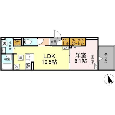 DBLESS狛江(1LDK/1階)の間取り写真