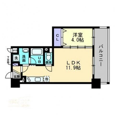 アーバン道後今市(1LDK/8階)の間取り写真
