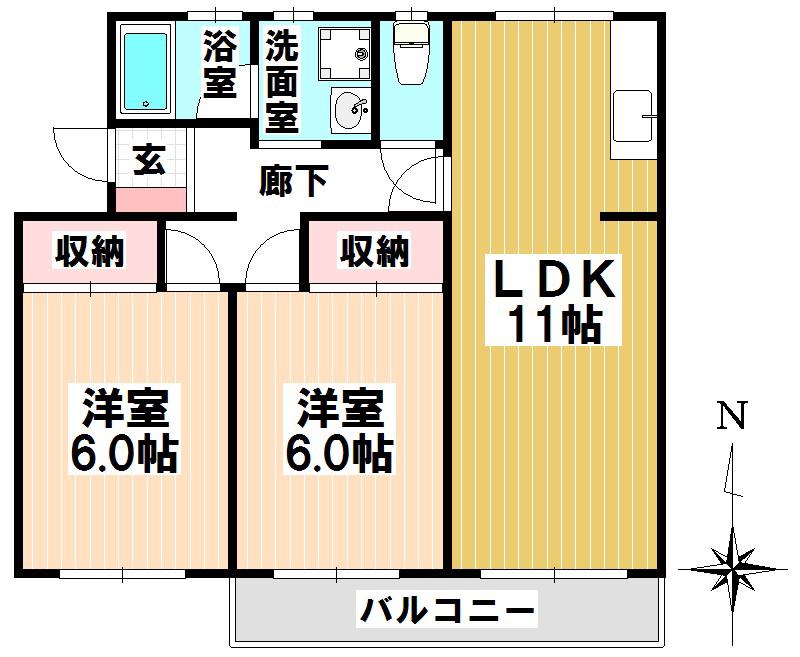 ユートピア南山(2LDK/3階)の間取り写真