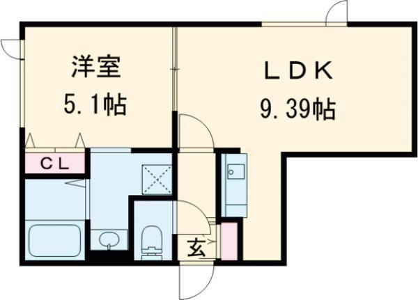 ル・フォート清田II(1LDK/3階)の間取り写真