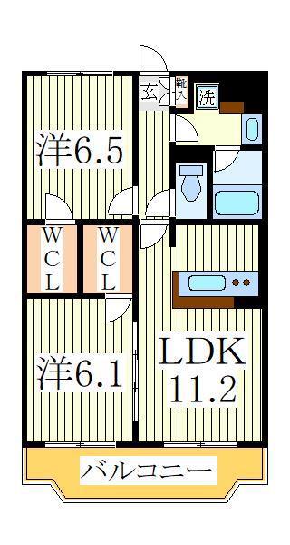 シャルマンフラットリヴァーI(2LDK/1階)の間取り写真