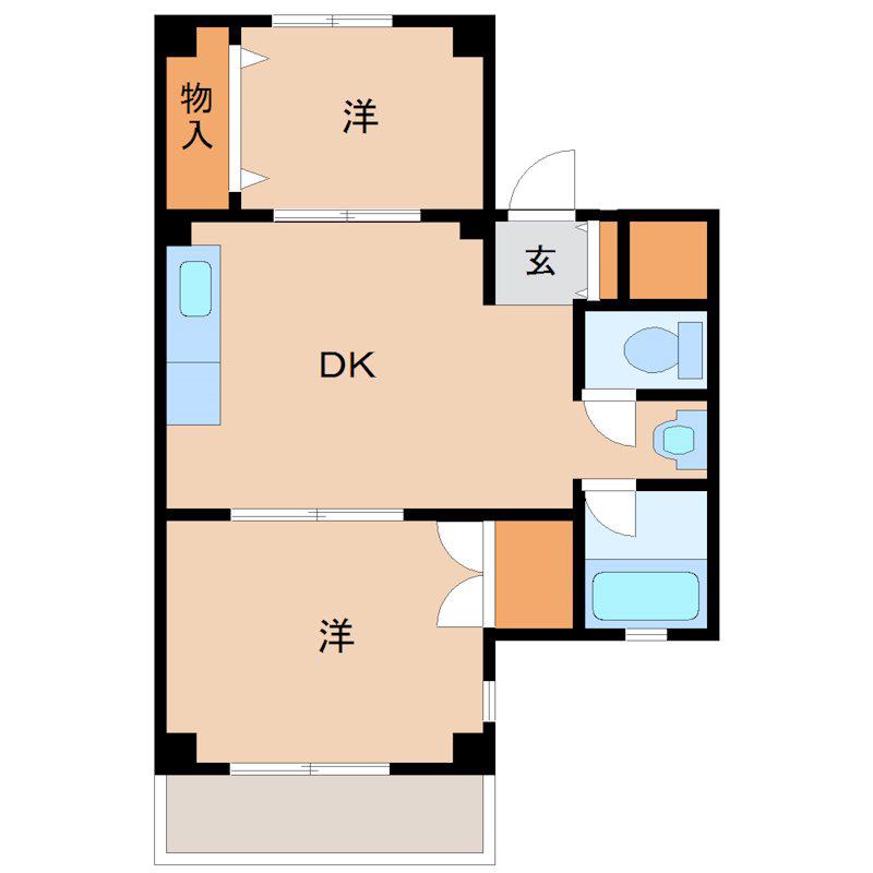 桜木マンション(2DK/3階)の間取り写真